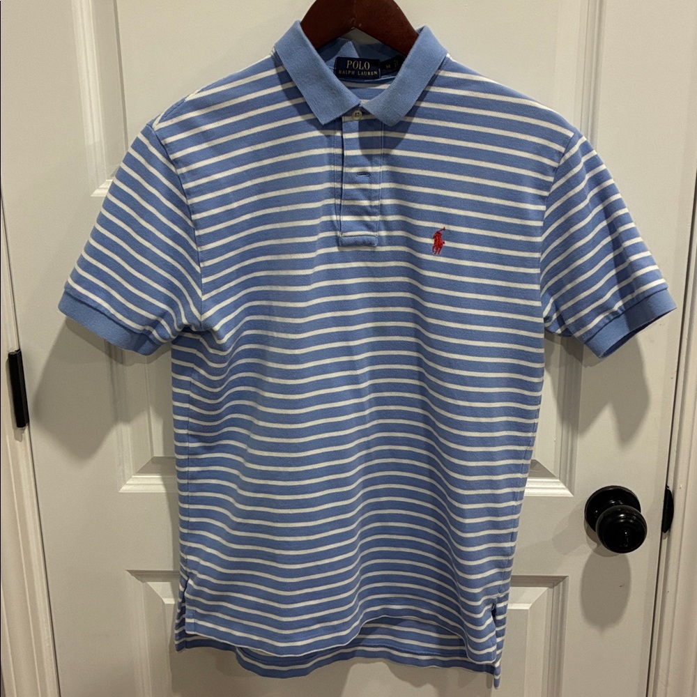 Polo by Ralph Lauren Light Blue and White Striped Shirt